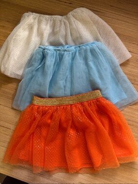 Set of 3 Sparkle Tulle Skirts - White, Light Blue, Bright Orange